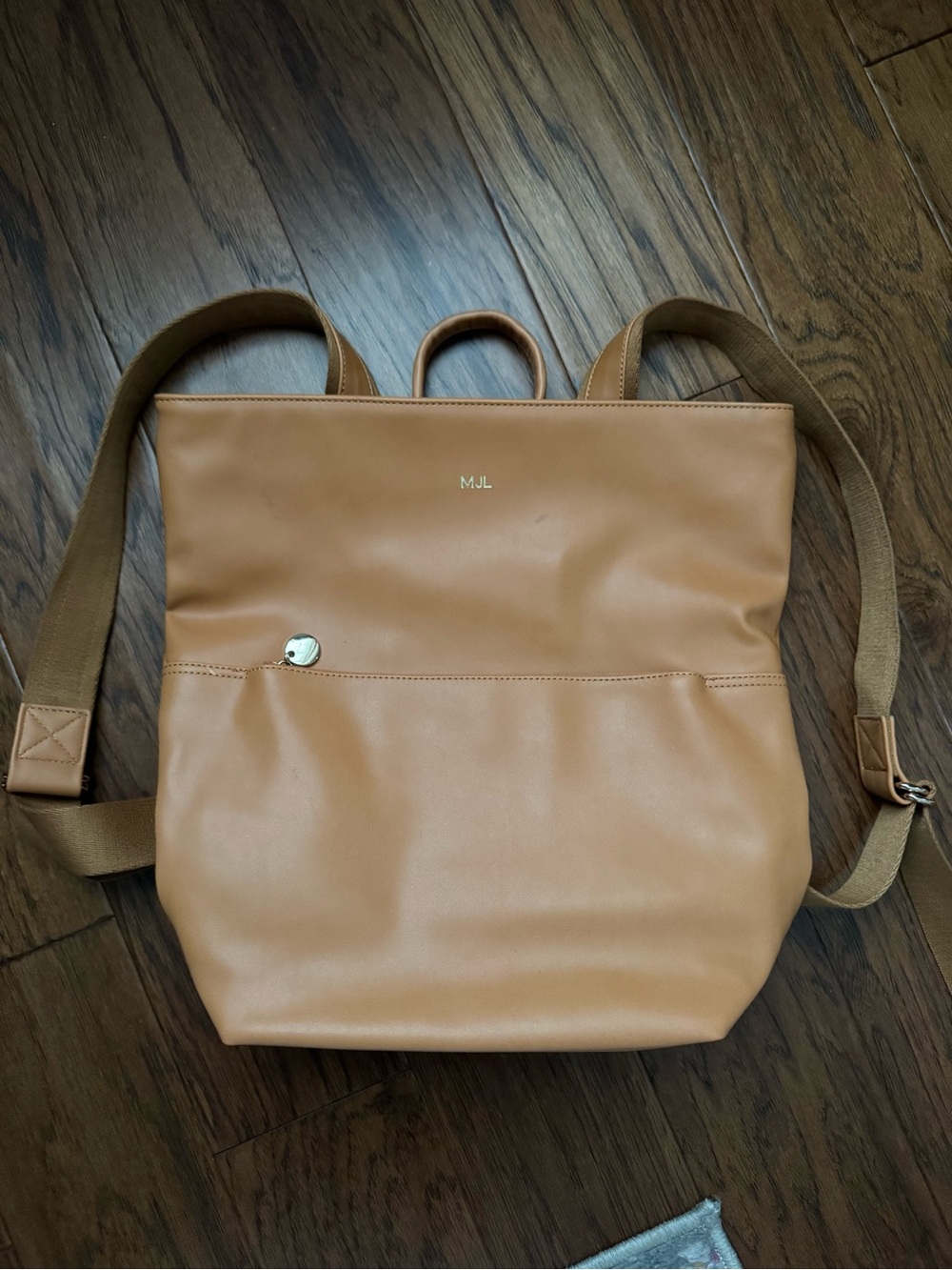 Mark & Graham Monogrammed Backpack | Tan Vegan Leather | Travel & Work Bag